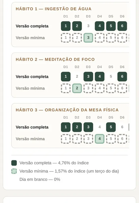 Tela do registro diário de execução